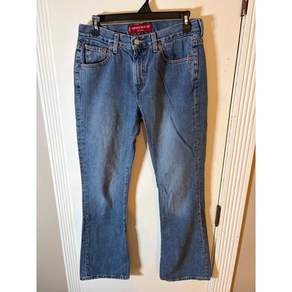 Levis 515 Nouveau Bootcut Jeans Medium Wash Blue Denim Flare Leg Mid Rise